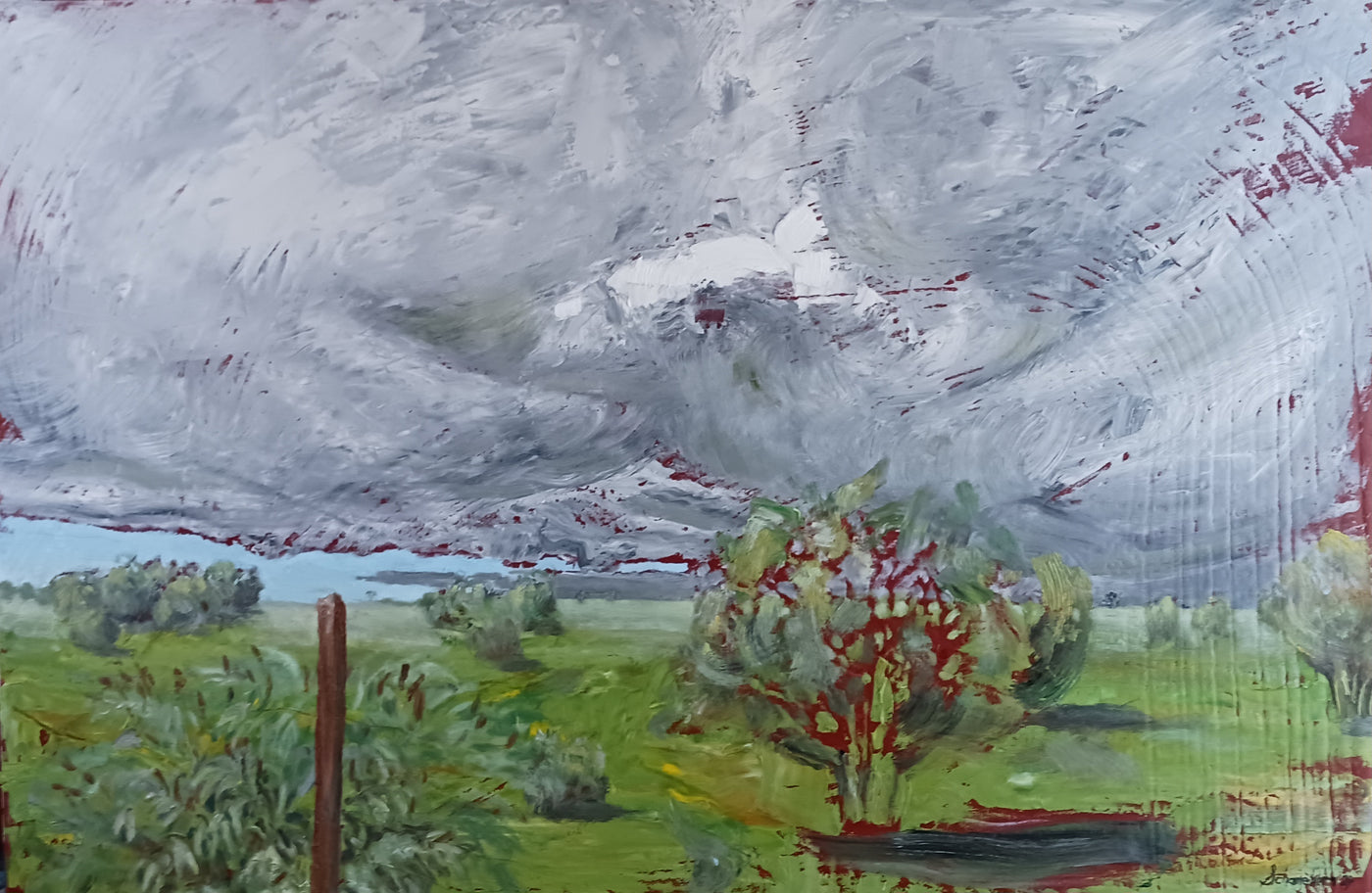 A Passing Storm on Cameron Ranch — painting by Liz Schamehorn