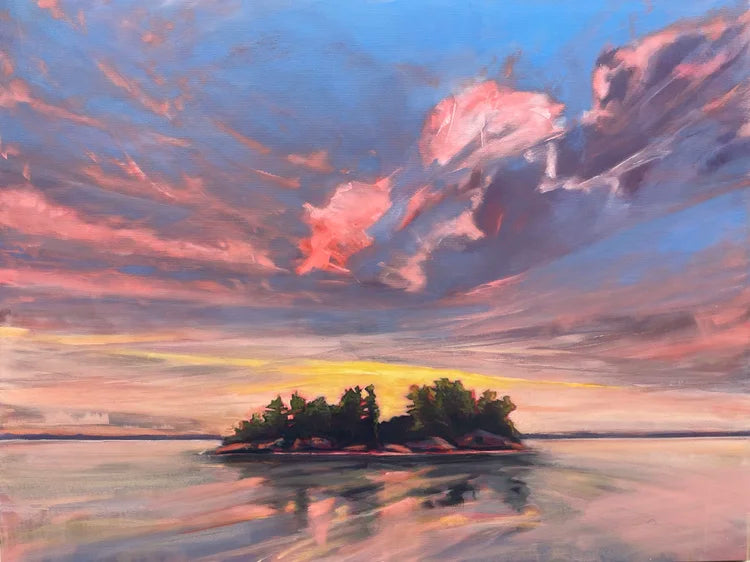 Clouds over Sparrow Island — painting by Eda Brown