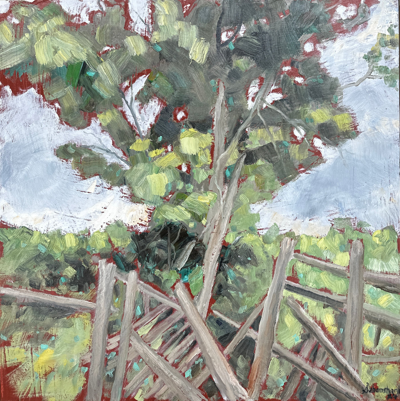 Split Rails — painting by Liz Schamehorn