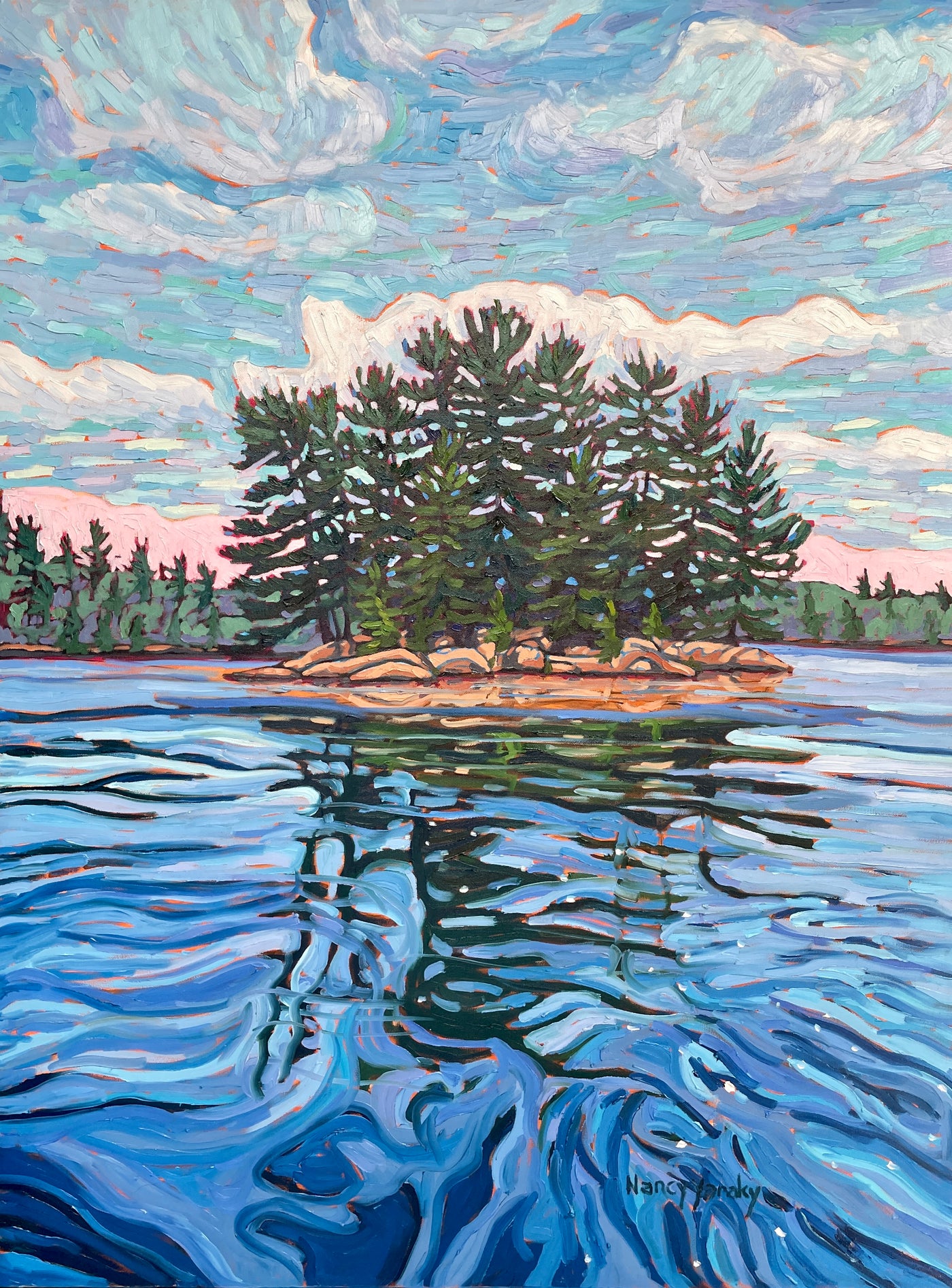 Lake — painting by Nancy Yanaky