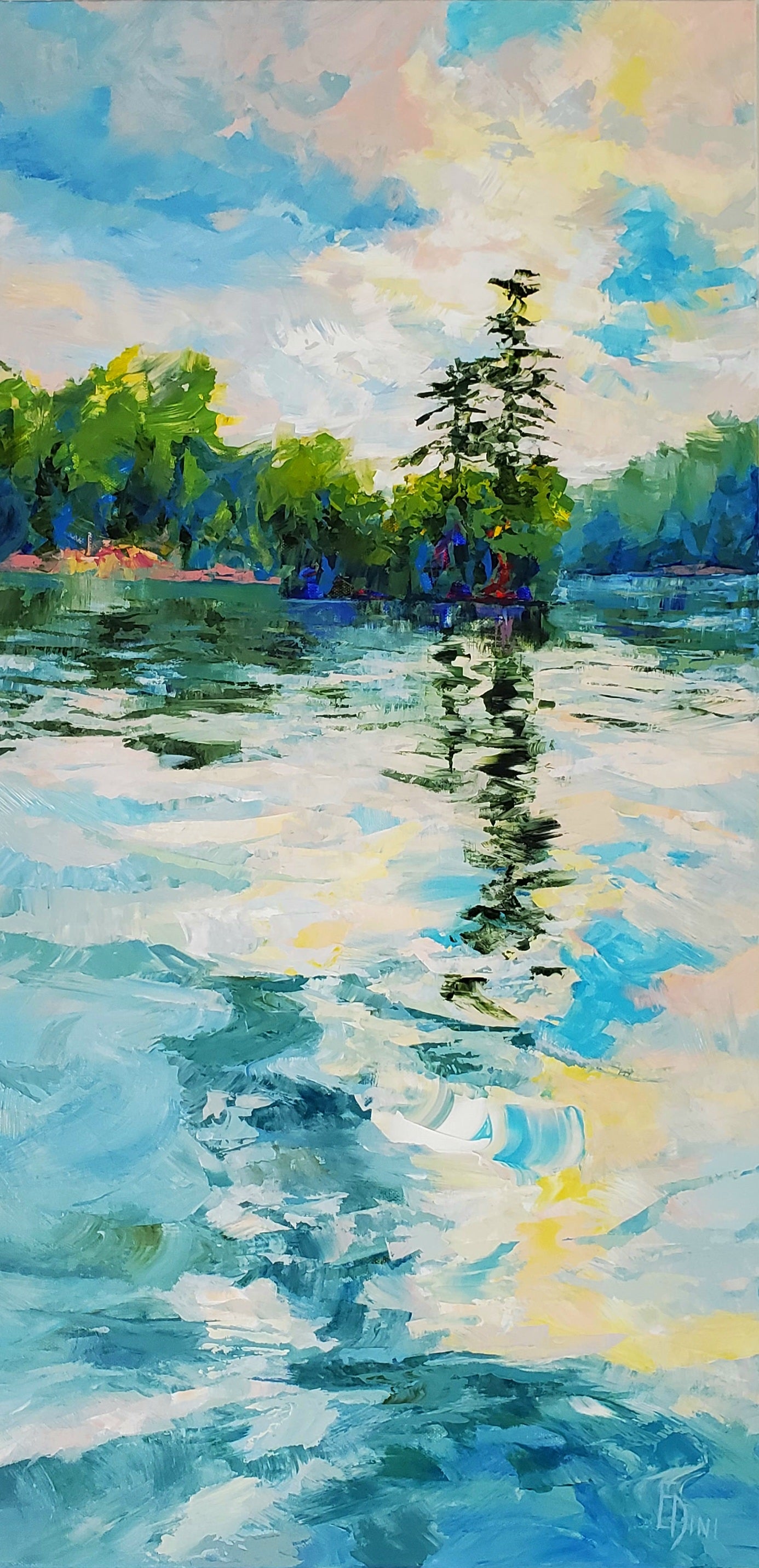 Echoes Across the Green River — painting by Elena Dinissuk