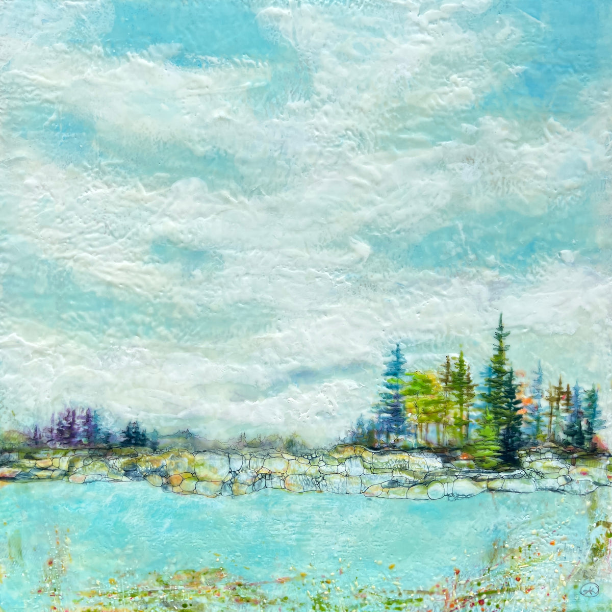 Summer Day of Joy at the Lake — painting by Angela Lane