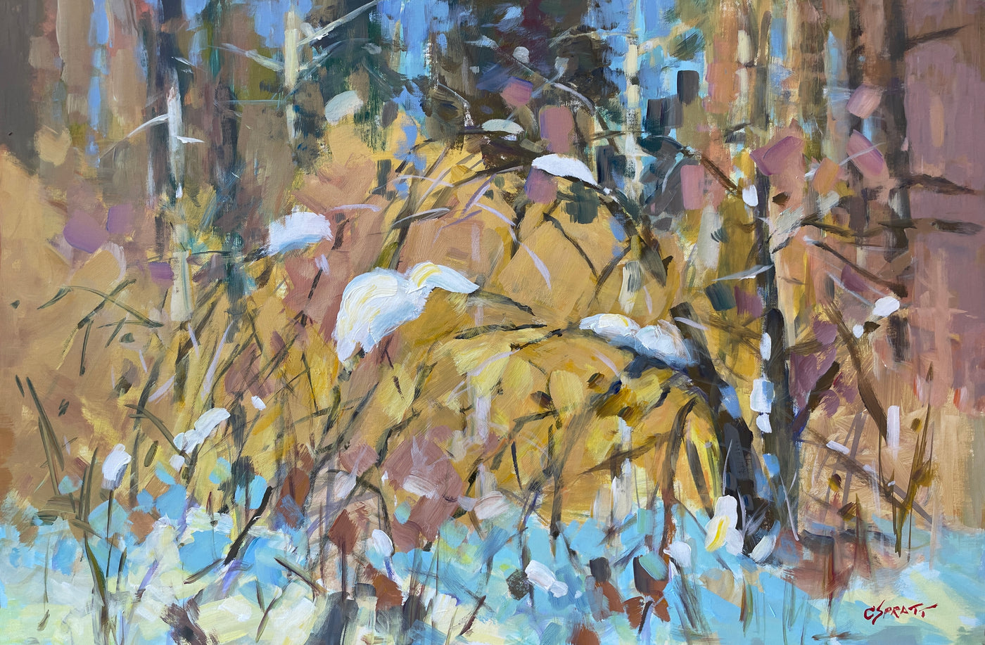 A Winter Cascade — painting by Charles Spratt