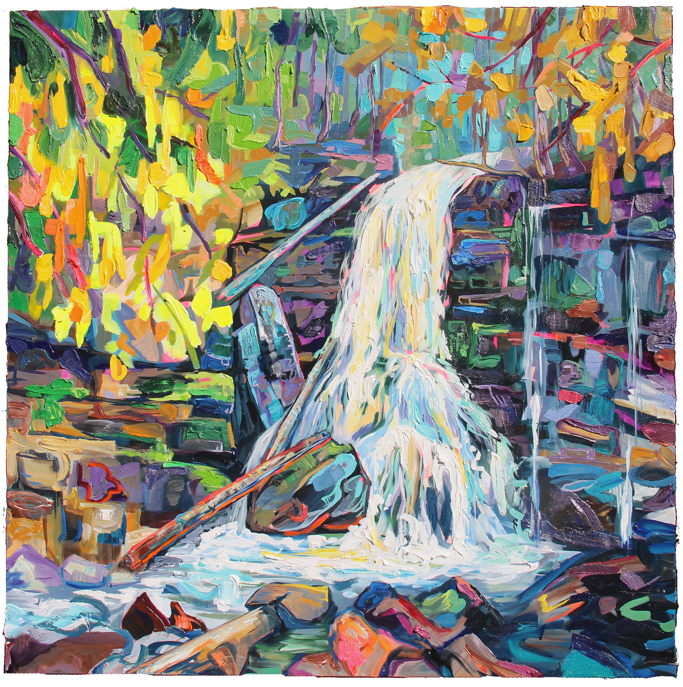 Chasing Woodland Waterfall — painting by Sarah Carlson